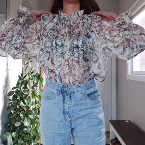 H&M floral sheer top.